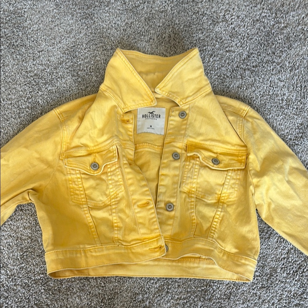Hollister Yellow Cropped Jean Jacket